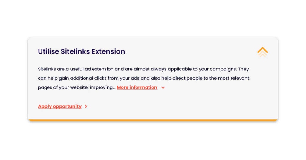 Image showing an explanation of utilise sitelinks extension 