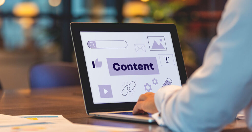 Image showing the word content on a laptop screen