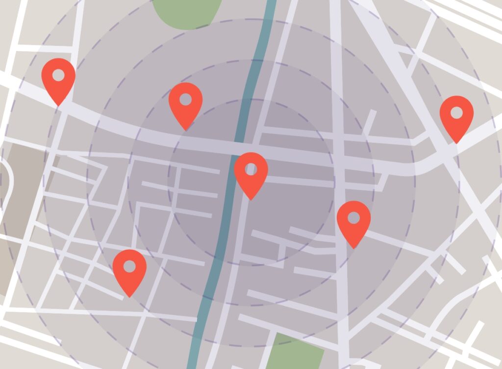 Image showing search within a certain radius 