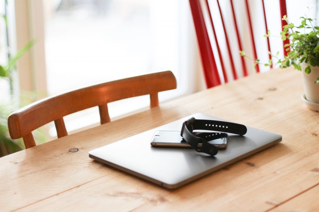 Image of a laptop on a kitchen table