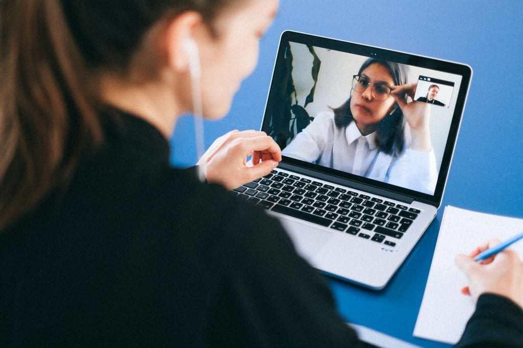 Two women on a video call 