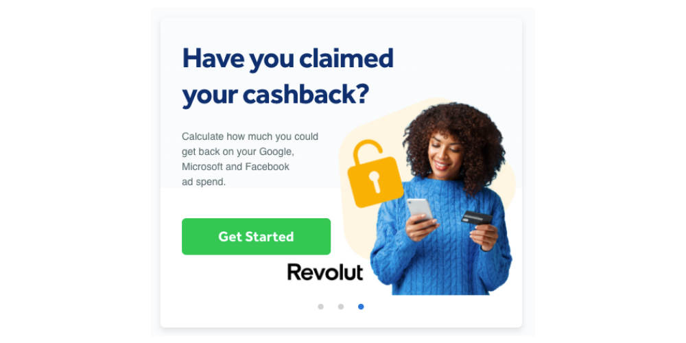 An image of the Revolut cashback offer inside Adzooma