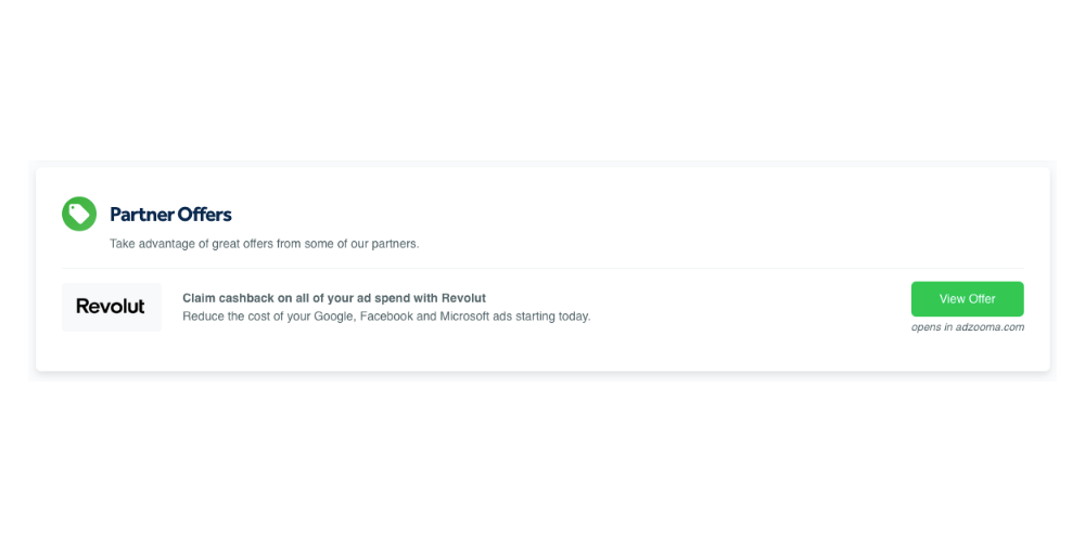 An image of the Revolut cashback Opportunity inside Adzooma
