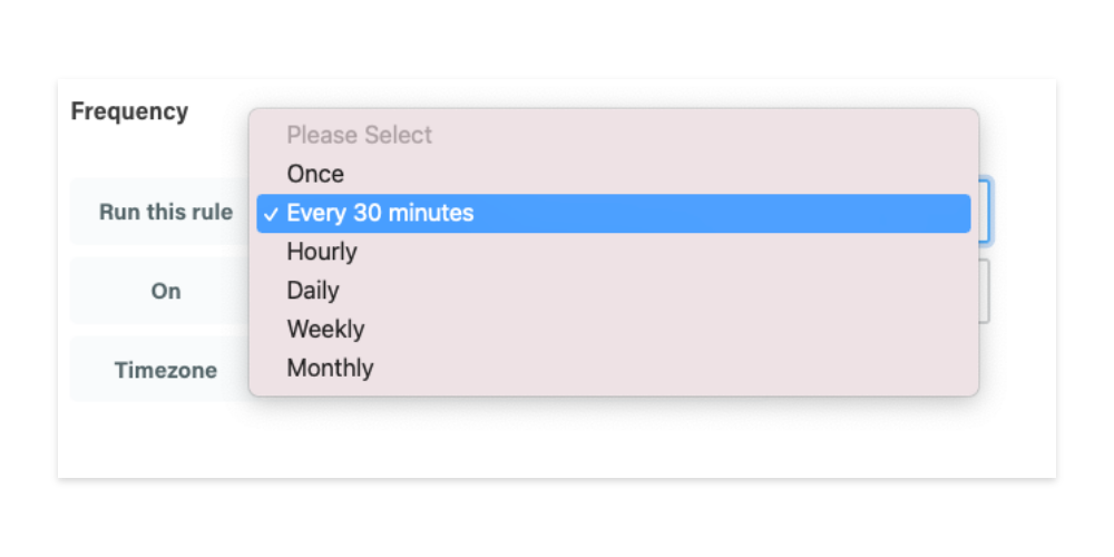 setting the frequency of a rule in Adzooma 