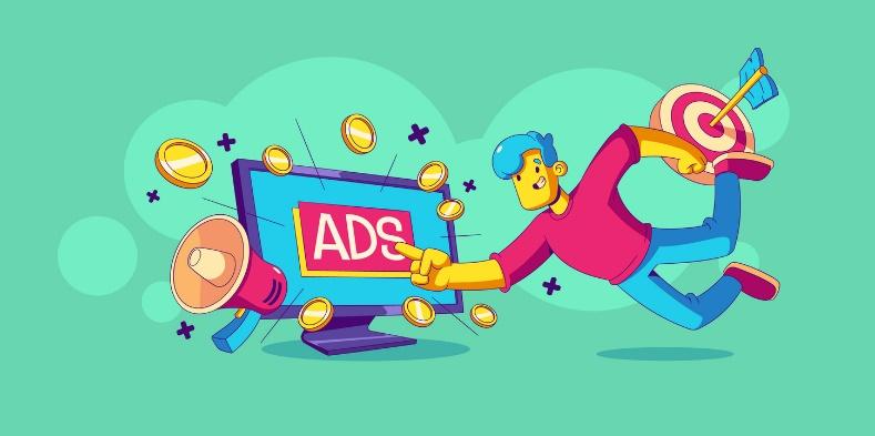 Image showing a cartoon character pointing to ads